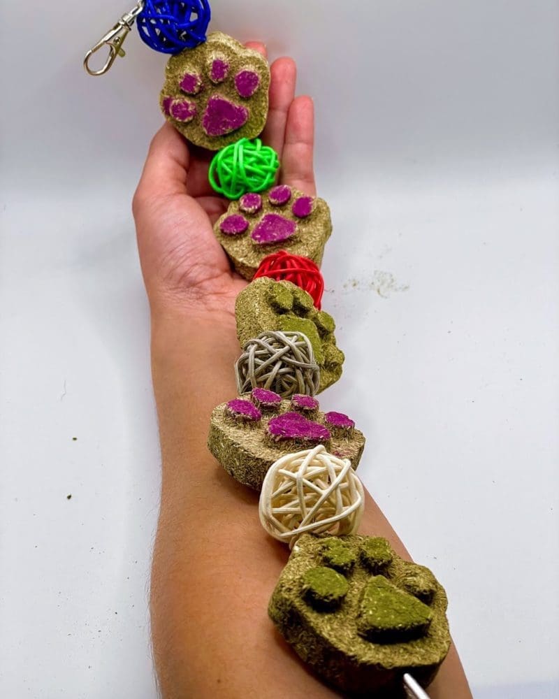 Timothy Hay Grass Paw Cakes and Rattan Balls Hanging Treat for Rabbit, Hamsters, Guinea Pigs, Chinchillas & Small Animals.