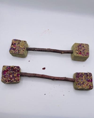 2 Pack Floral Grass Dumbbells Timothy Hay Treat for Rabbits, Hamsters, Guinea Pigs, Chinchillas & Small Rodents.