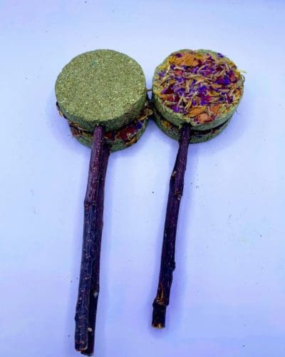 Timothy Hay Floral Grass Biscuit Lollipop Treat With Petals Rabbit, Hamsters Guinea Pigs Chinchillas Rodents and other Small Rodents
