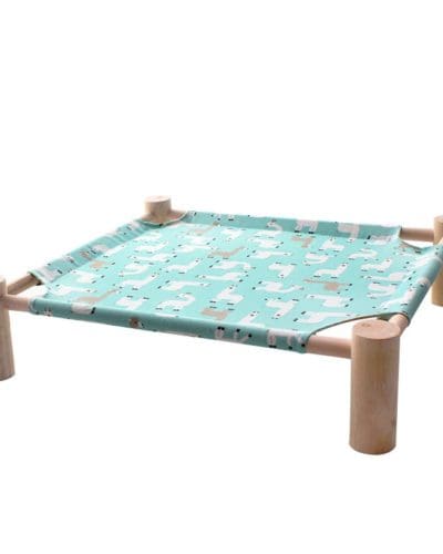 Wooden Frame Canvas Hammock Raised Pet Bed for Cats, Rabbits and Small Dogs