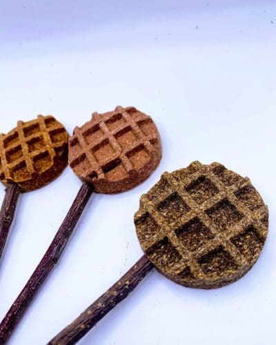 Waffle with Apple Stick Lollipop Treats For Rabbits, Hamsters, Guinea Pigs, Chinchillas, and Small Rodents