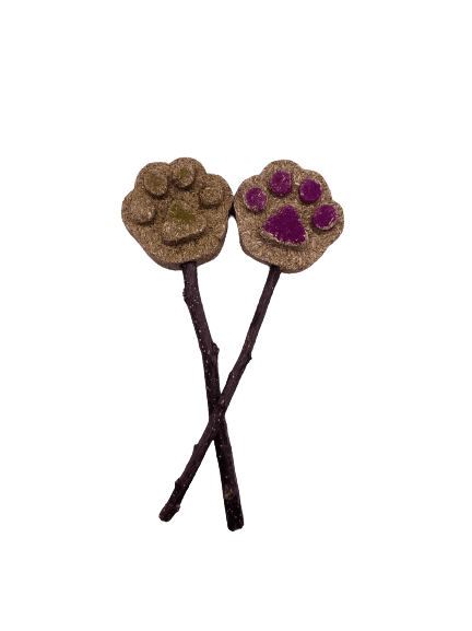 2 Pack Paw Print Timothy Hay Cakes Lollipop Rabbit Treat for Hamsters, Guinea Pigs, Chinchillas, and other Small Rodents.